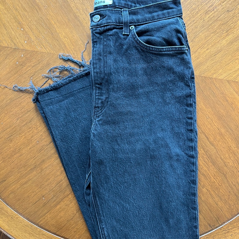 Reformation Black Dark Wash Denim High Rise Bootleg Jeans